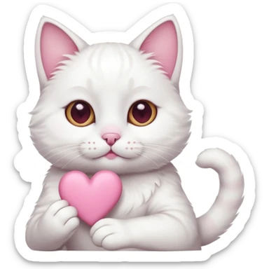 Cute white cat making heart shape with his hand sticker