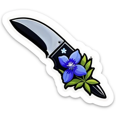 Black crossed Bowie knife and bluebonnet sticker
