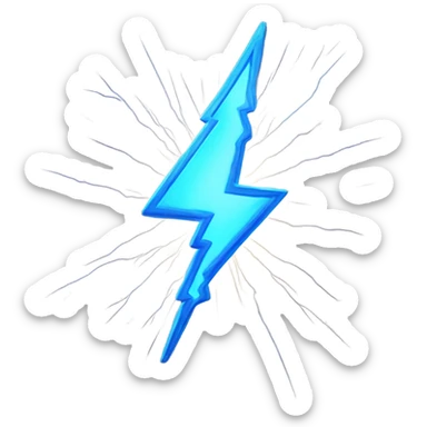 A burst of bright blue lightning, shooting outward from the character’s body, with sparks crackling and arcing through the air in various directions. sticker