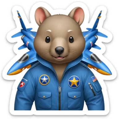 Wombat flying a fighter jet sticker