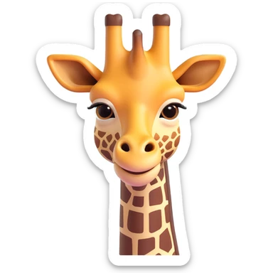 3D emoji of a giraffe head with neck, minimal details, cute and approachable sticker