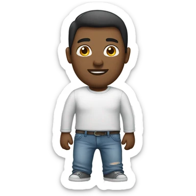 guy wearing blue jeans and grey shirt with white longsleeve undershort sticker