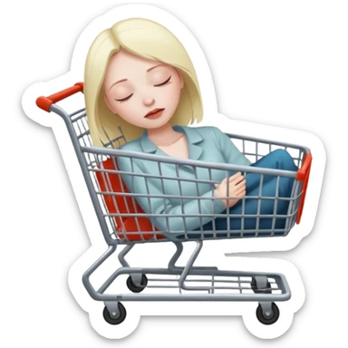 women dead with closed eyes in shopping cart   sticker
