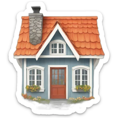 pretty summer house in nordic style sticker