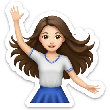 white brunette girl long hair with hazel eyes in light dancing sticker