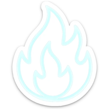 Add a stylized and glowing blue tint to the white fire, with no background, emphasizing a vibrant and luminous effect. sticker