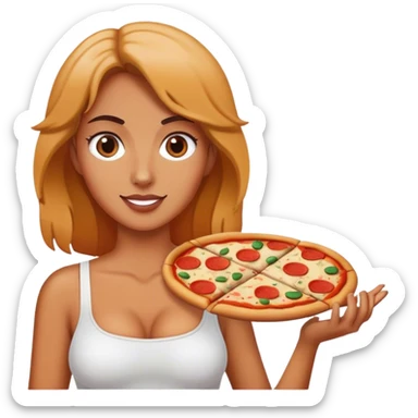 donna con pizza in mano sticker