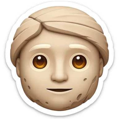 Please generate a set of unique emoji smiley faces inspired by stone man. Make emoji modern, bright and minimalistic, with clear lines and expressive faces conveying different emotions. Each emoji should be optimized for messenger use and made in desert style, browns, beige colors. sticker