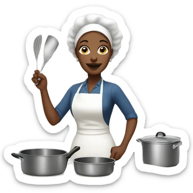 White Housewife cooking sticker