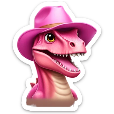 Dinosaur wearing a pink cowgirl hat sticker