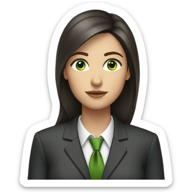 Female professional long dark brown hair green eyes suit sticker