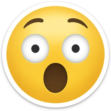Create a shocked emoji in classic apple emoji style with no background, variant 7. The emoji should express surprise with wide eyes and open mouth, consistent with the classic emoji look. sticker