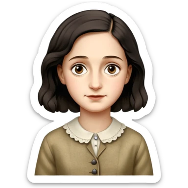 anne-frank-–-cinematic-realistic-portrait-of-anne-frank,-depicted-with-a-reflective,-gentle-expression-in-period-clothing,-her-eyes-conveying-hope-and-resilience,-rendered-with-soft,-natural-lighting-and-delicate-textures-that-capture  sticker