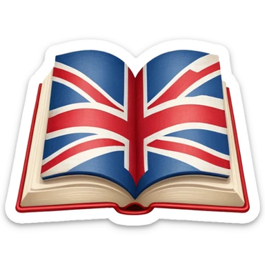 An open book with English flag pattern on it sticker