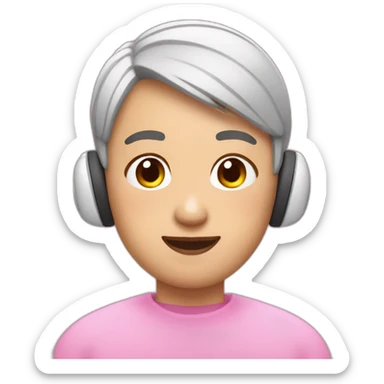 asian with pink buzzcut and airpods max sticker