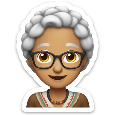 smiling elderly Native American woman with glasses sticker