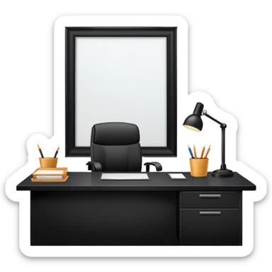 An office with an empty desk (the boss is not there) sticker