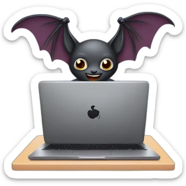 a bat programming on a laptop sticker