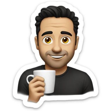 Xavi el cantante con un café sticker