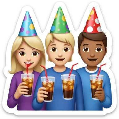 A group of hungry people having soda. sticker