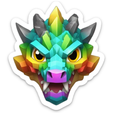 Minecraft Rainbow Dragon Head Diamond Horn sticker