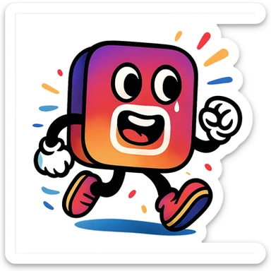 animated Instagram logo, vibrant colors, dynamic motion, modern style sticker