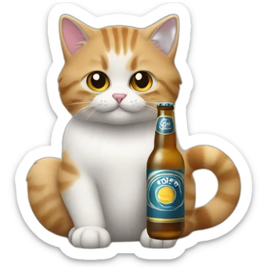 A british cat holding beer cap sticker