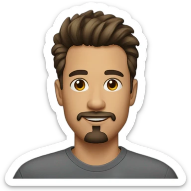 25-year-old man, brunette, wears a goatee, wears a low tuft sticker