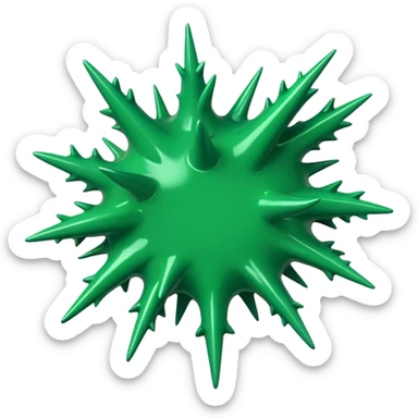 A glossy green paint splash with irregular spiky edges on a transparent background. sticker
