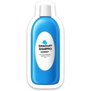 Blue Shampoo with a label that says Dandruff sticker