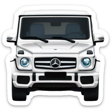 White Mercedes gwagon front sticker