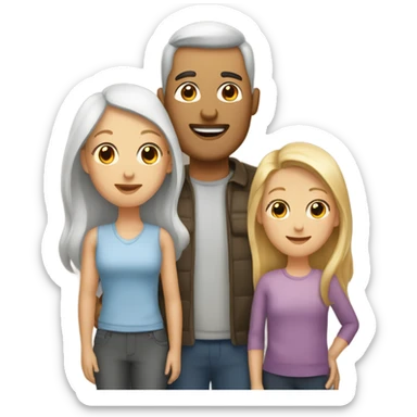 White family mom and dad with two girl daughters sticker