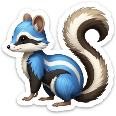 Black/White/Blue Skunk-Vernid-Trico-Furret-Numbat-animal-fusion (full body) sticker
