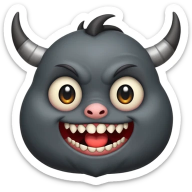 Can you create a cute / chibi emoji and some ravenous or evil cute emojis for ravenous fiend in shadow slave? Here is an image of the fiend for a baseline: https://shadowslave.fandom.com/wiki/Ravenous_Fiend?file=LittleScavybyjust_a_koifish.jpg sticker