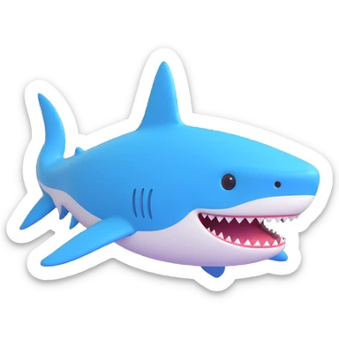 a friendly and rounded shark sticker