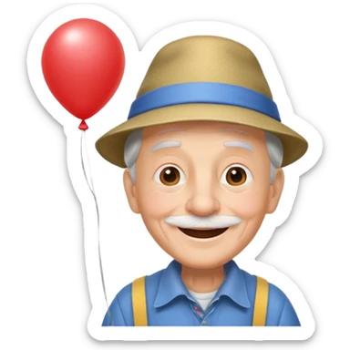 Grandpa floating with balloon sticker
