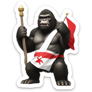 king kong holding japan flag sticker