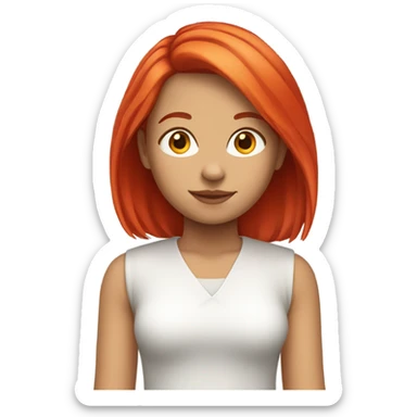 girl with straight shoulder length bright red hair  sticker
