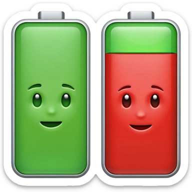 I want a emoji of low battery ang high battery, the low battery's collor is red and the high battery's color is green sticker