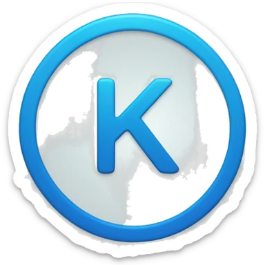 Create a circle with capital k letter in blue colour.  sticker