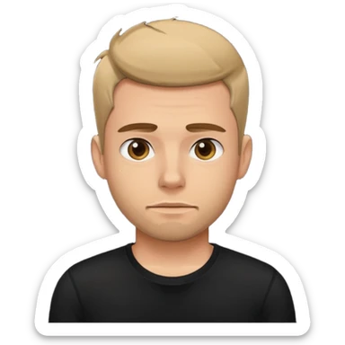 young tired man after training in black t-shirt sticker