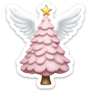 Light Pink Christmas tree with a white angel on top sticker