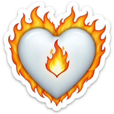 белое сердце в огне sticker