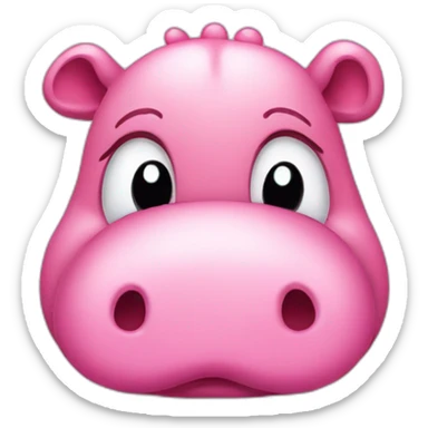 cute pink hippo crying with big tears sticker