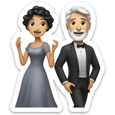 woman with black hair and man with gray hair dancing waltz sticker