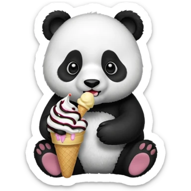 Panda eating ice cream sticker