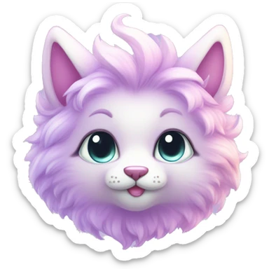 Kawaii cute gorgeous colorful sparkly bright light pastel lilac-pink-white-gradient fantasy ethereal fursona animal creature sticker