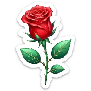 Red chrystalised rose and stem sticker