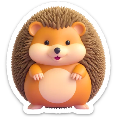 small cute hedgehog with round body, brown spines, pointed nose and tiny legs sticker