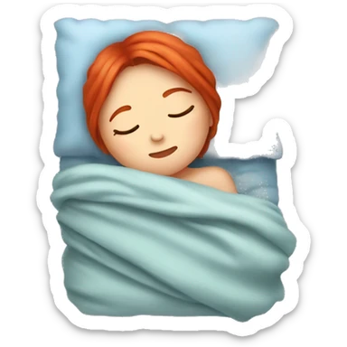 Girl with red hair sleeping in blanket sticker